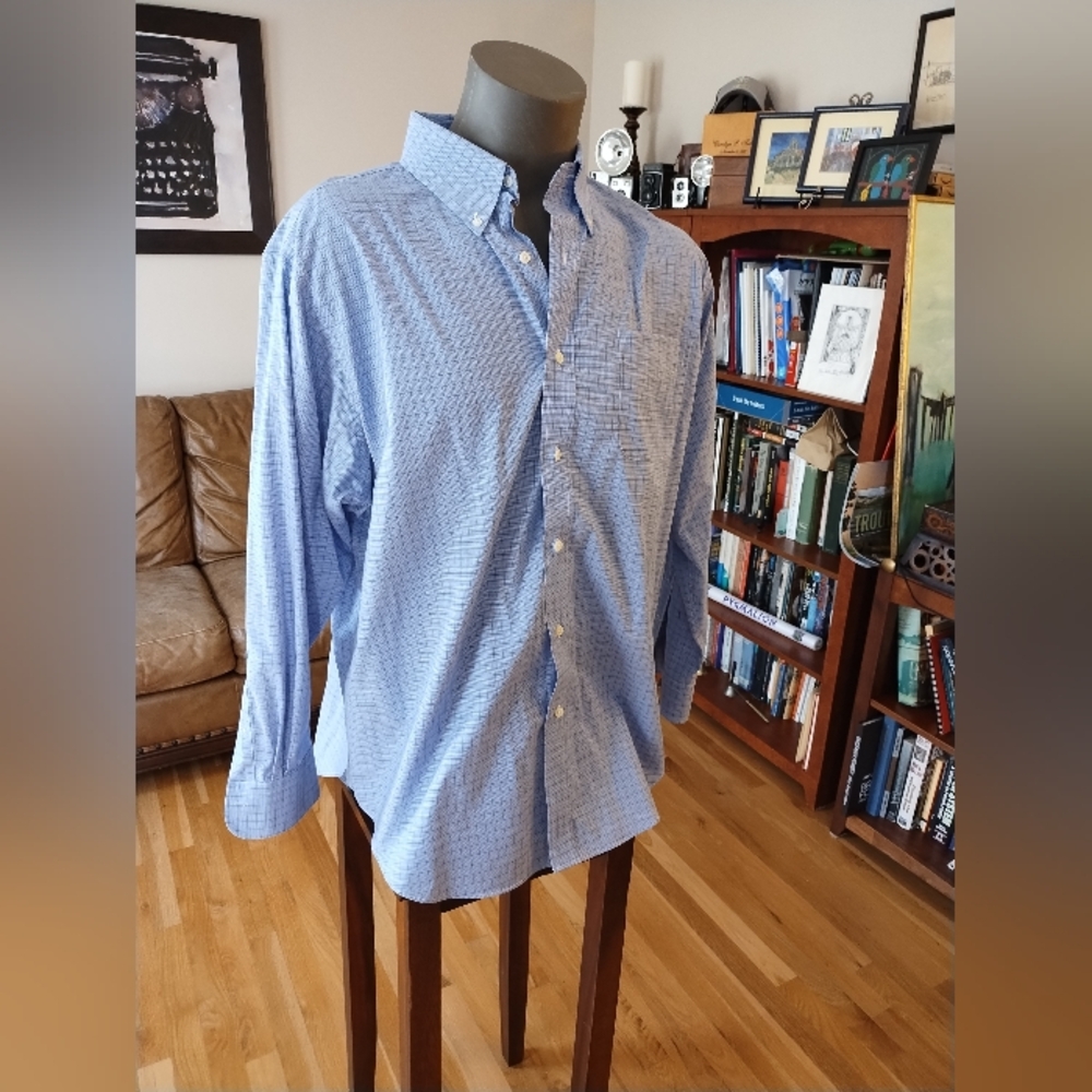 Lauren Ralph Lauren Non Iron Blue Plaid LS Oxford Size 18